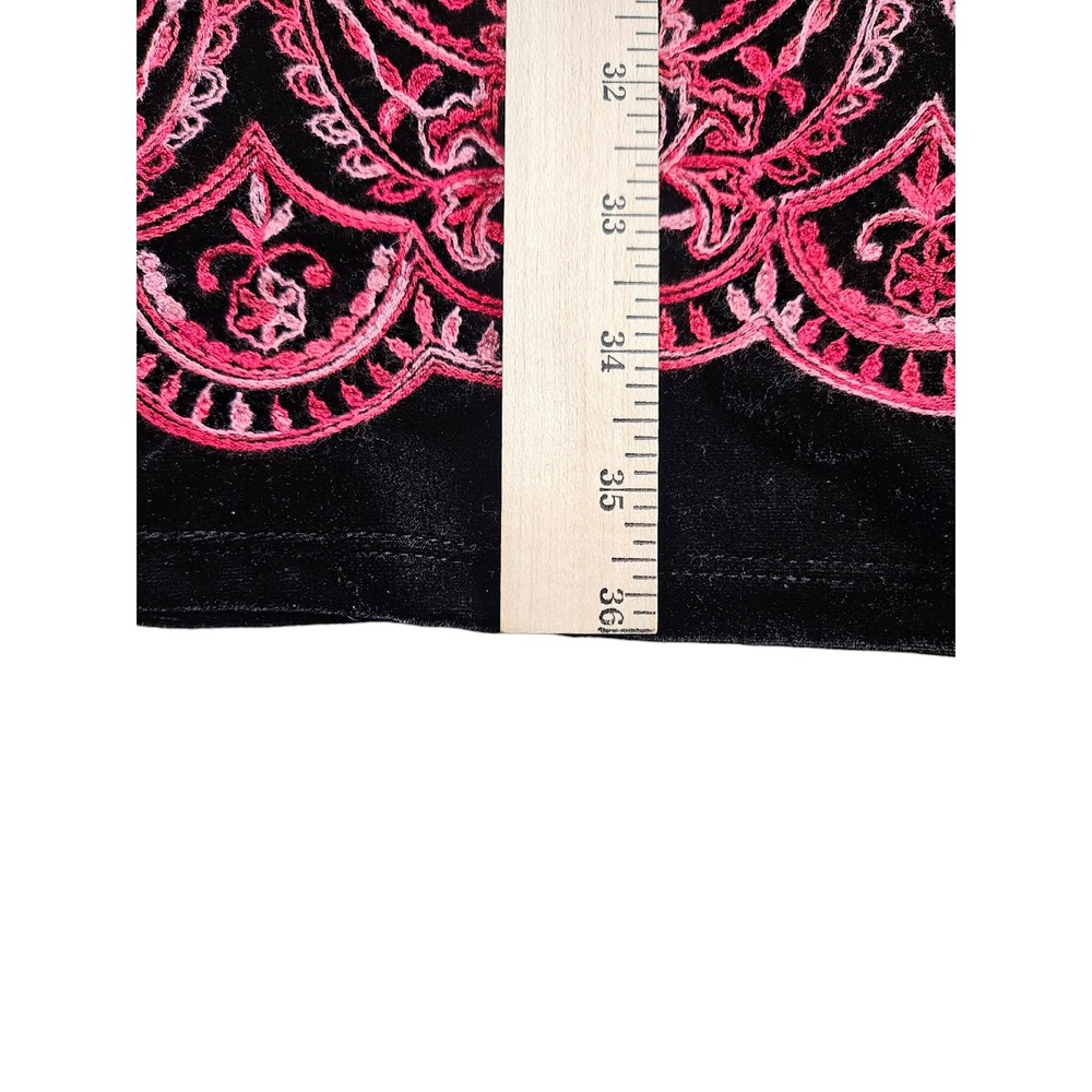 Ronni Nicole Velvet Embroidered Dress Women Size 10 Black Red Floral Knee Length - Picture 5 of 11